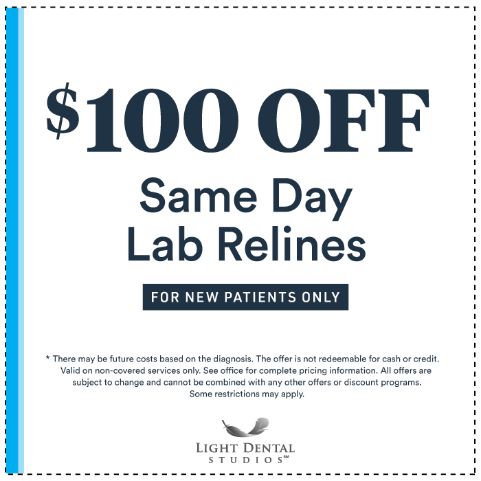 $100 off same day lab relines